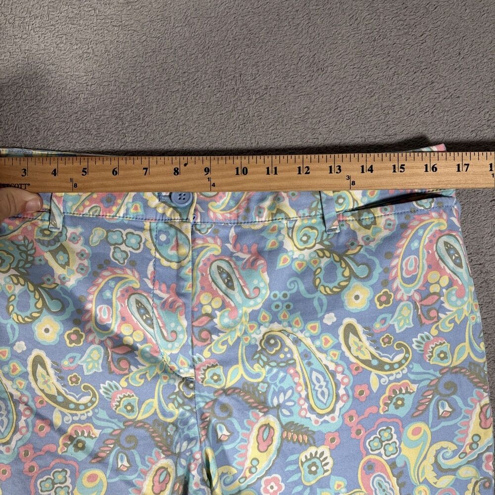 Talbots Perfect Crop Pants Womens Size 8 Paisley Powder Blue Blush Pink Bohemian - Picture 6 of 14